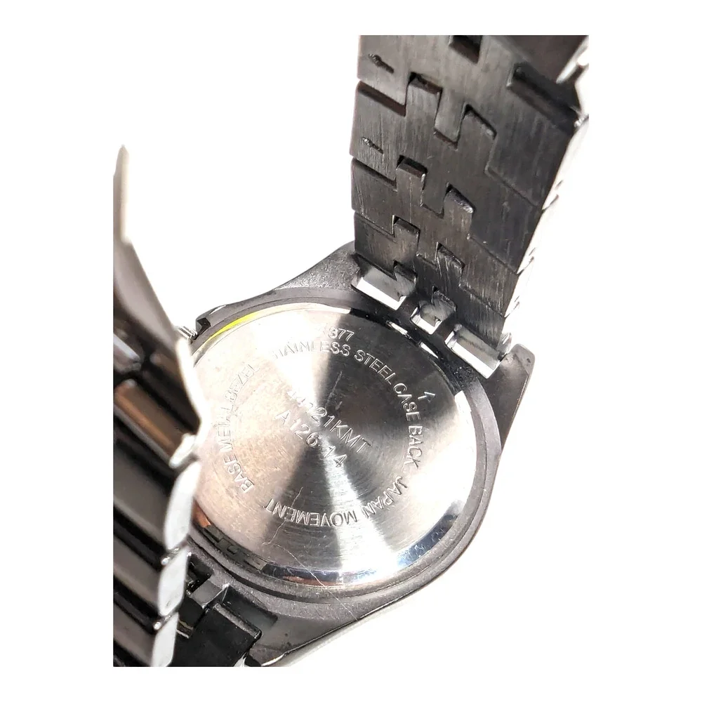 Two Tone Gray Face Silver Dial Men's Quartz Movement‎ Stainless Steel Wristwatch